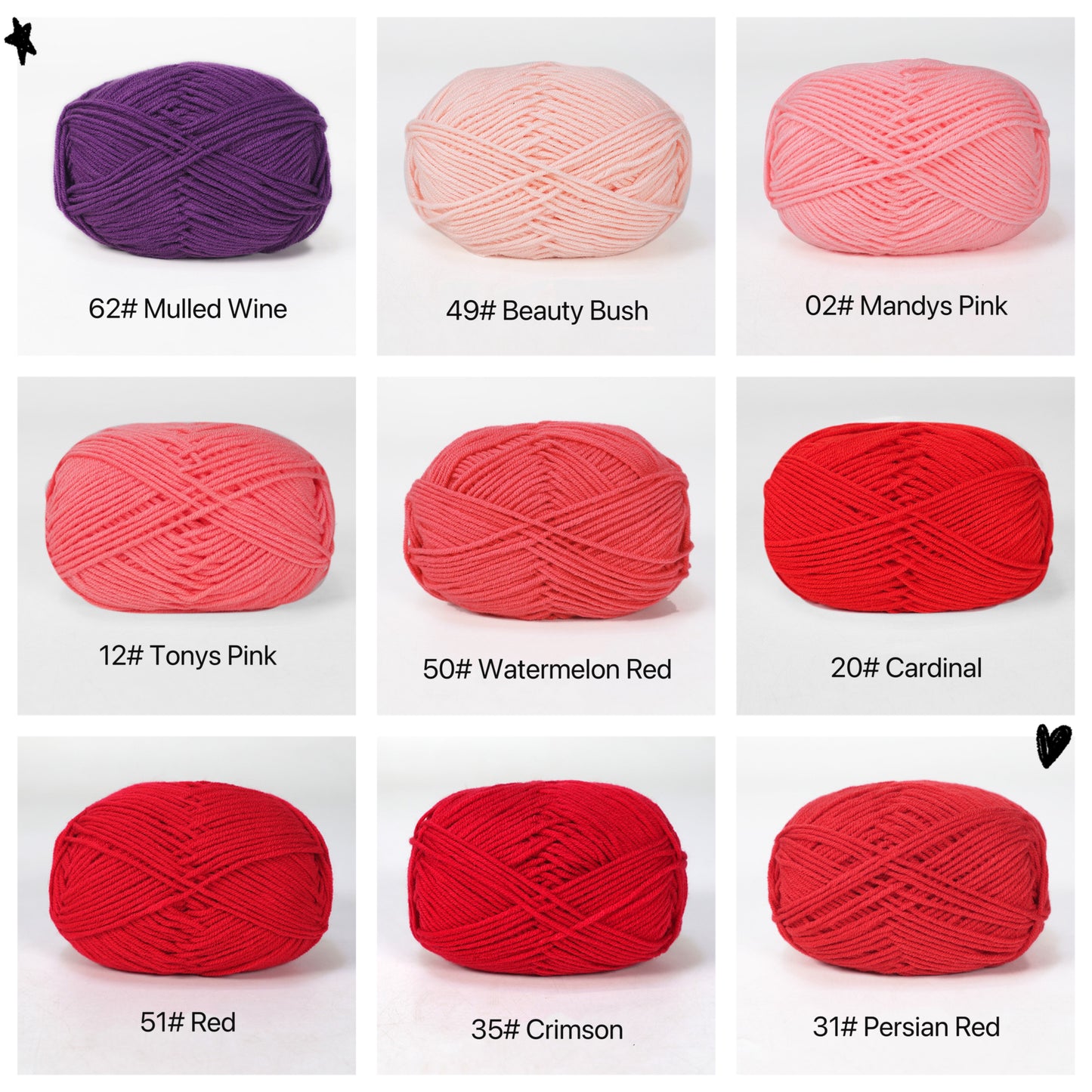 Red Premium DK Yarn - 80% Cotton  - 50g weight - Ideal for Crochet (2mm-3mm Hook)