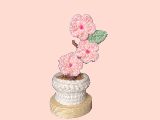 Crochet Pattern - Potted Cherry Blossom - crochet Plant - English - Youtube Video - PDF Pattern - DIY Pattern