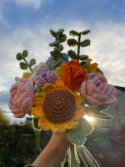 Custom Crochet Wedding Bouquet with Handmade Wedding Dolls