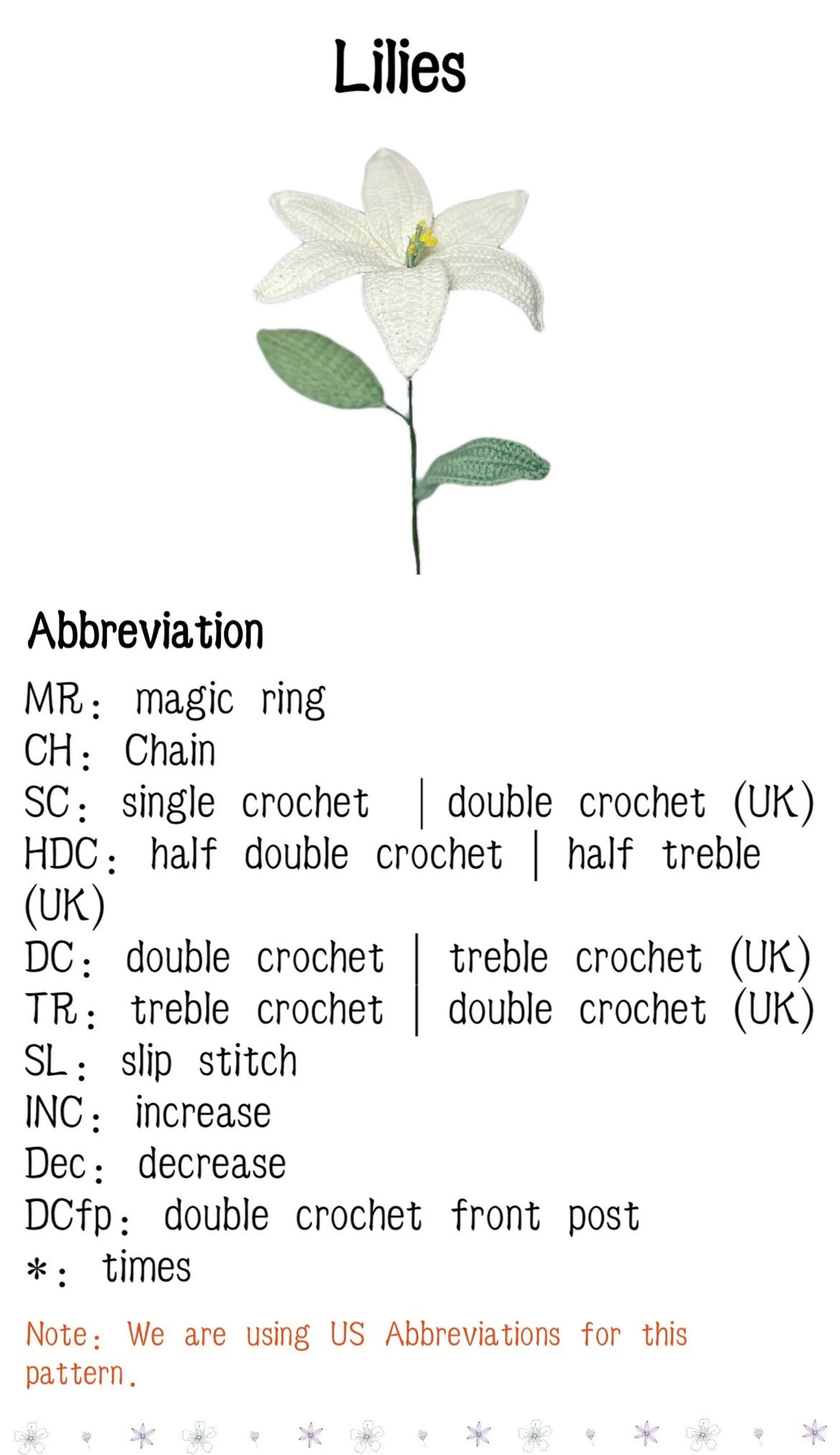 Crochet Pattern for Lilies Bouquet - Beautiful DIY Flower Arrangement for Home Decor