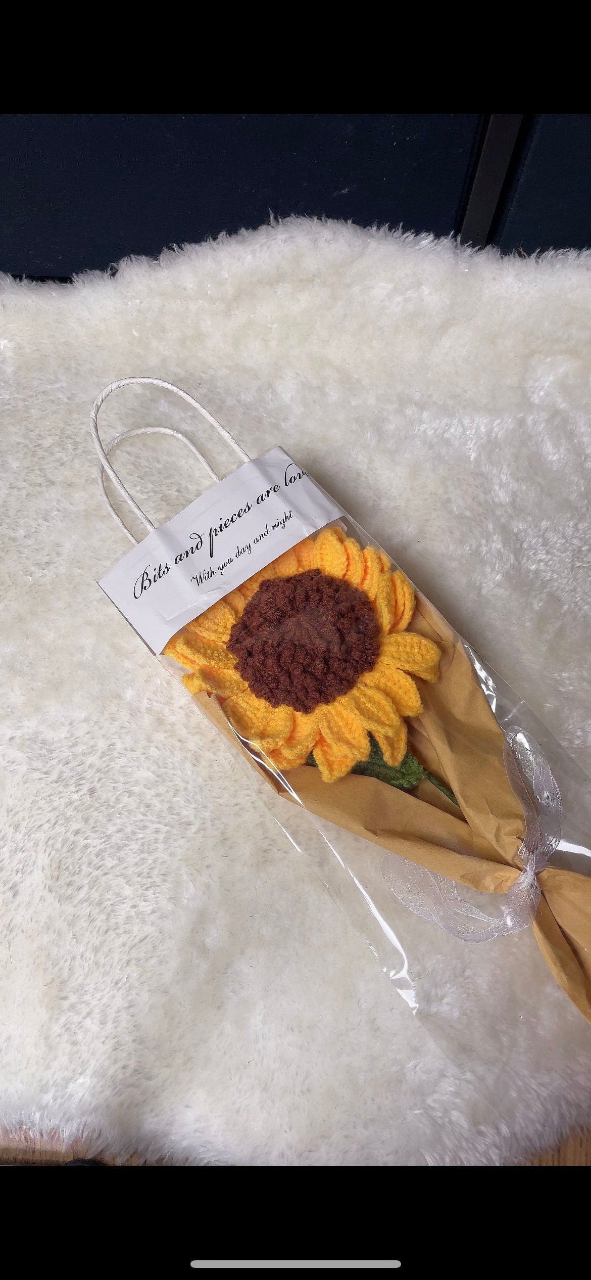 Bring the Beauty of Nature into Your Home with this Handmade Crochet Sunflower - Perfect for Unique Home Decor or Gift-Giving